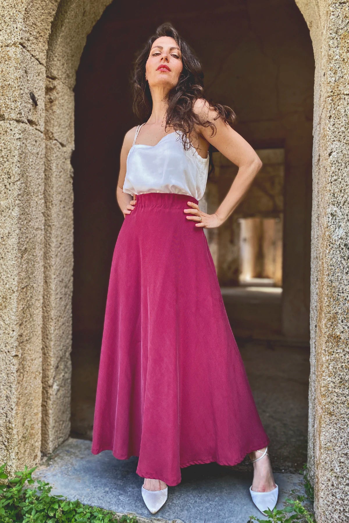 Gonna Ramona tencel lyocell abbigliamento sartoriale sostenibile brand etico malia lab laterale
