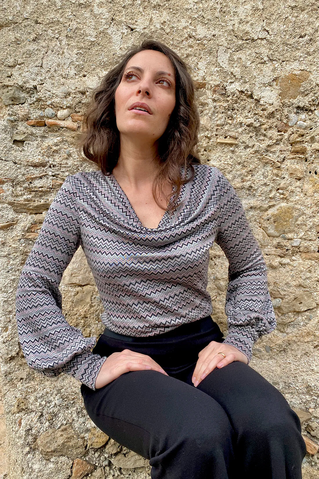 Maglia CANNELLA ecoviscosa vegetale abbigliamento sartoriale sostenibile etico malia lab
