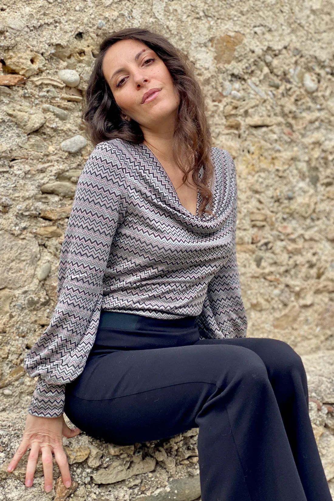 Maglia CANNELLA ecoviscosa vegetale abbigliamento sartoriale sostenibile malia lab
