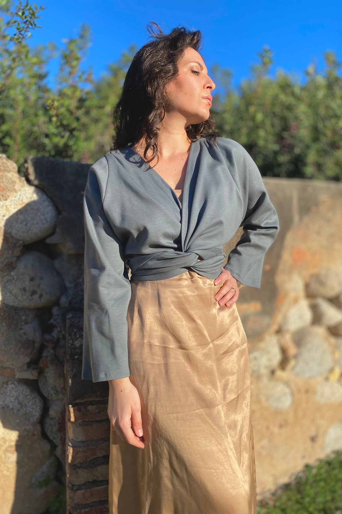 Scaldacuore OLIVIA cotone felpato biologico abbigliamento biologico moda sartoriale responsabile etica brand malia lab dettaglio
