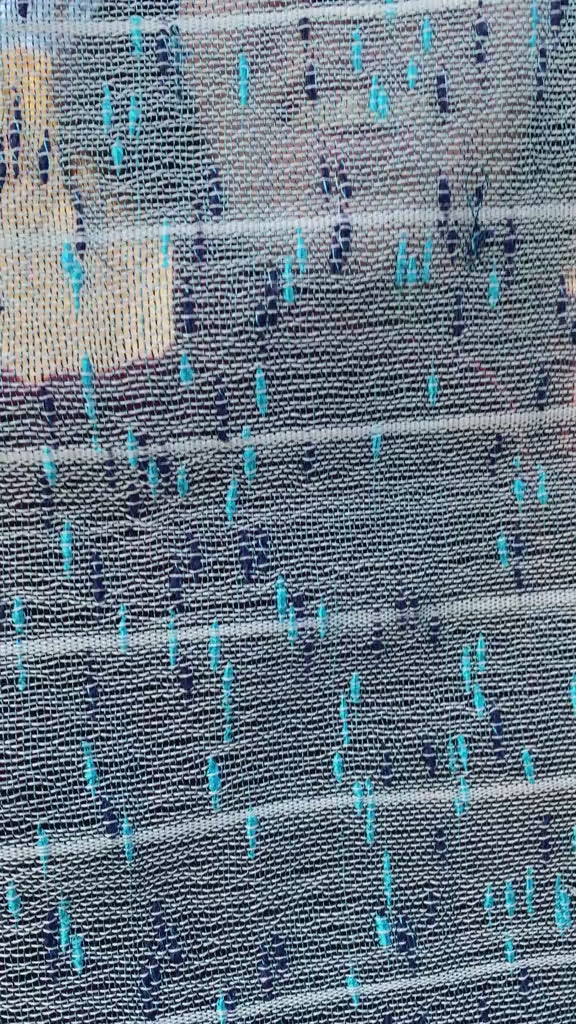 Sciarpa cotone mosquito telaio manuale antico accessori artigianali azzurro
