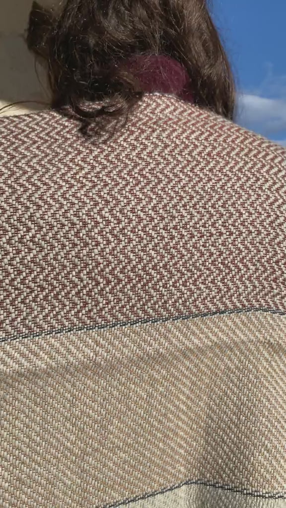 Scialle calda lana cotone ampio telaio manuale antico dettaglio rapido
