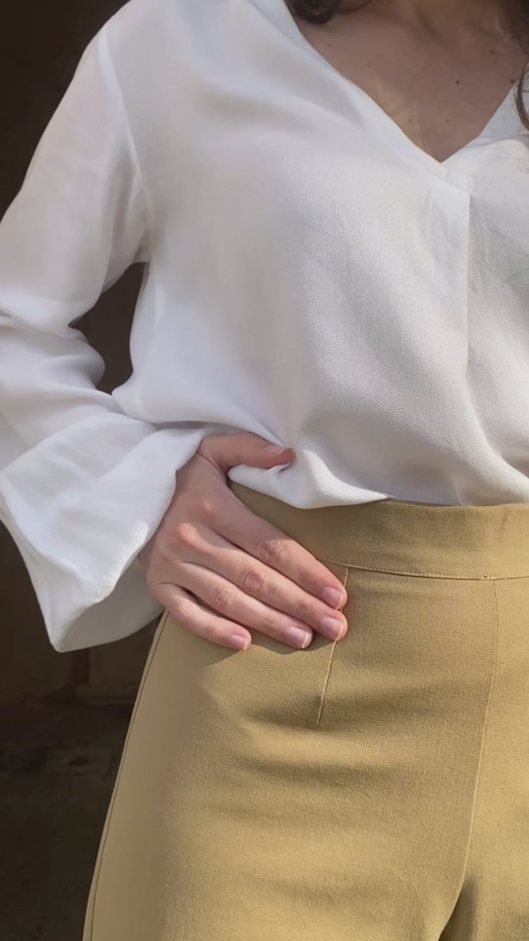 Pantalone palazzo Frida cotone sabbia
