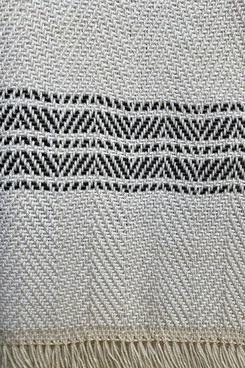 tovaglietta americana telaio manuale calabrese spigato striscia nero dettaglio
