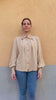 Flavia Amato indossa Camicia Giovanna tencel di eucalipto brand malia lab moda etica abbigliamento sostenibile fibre naturali