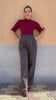 Flavia Amato indossa Pantalone in ossido di Rame brand malia lab atelier moda etica sostenibile artigianale abbigliamento sostenibile donna vestiti ecosostenibili fibre naturali